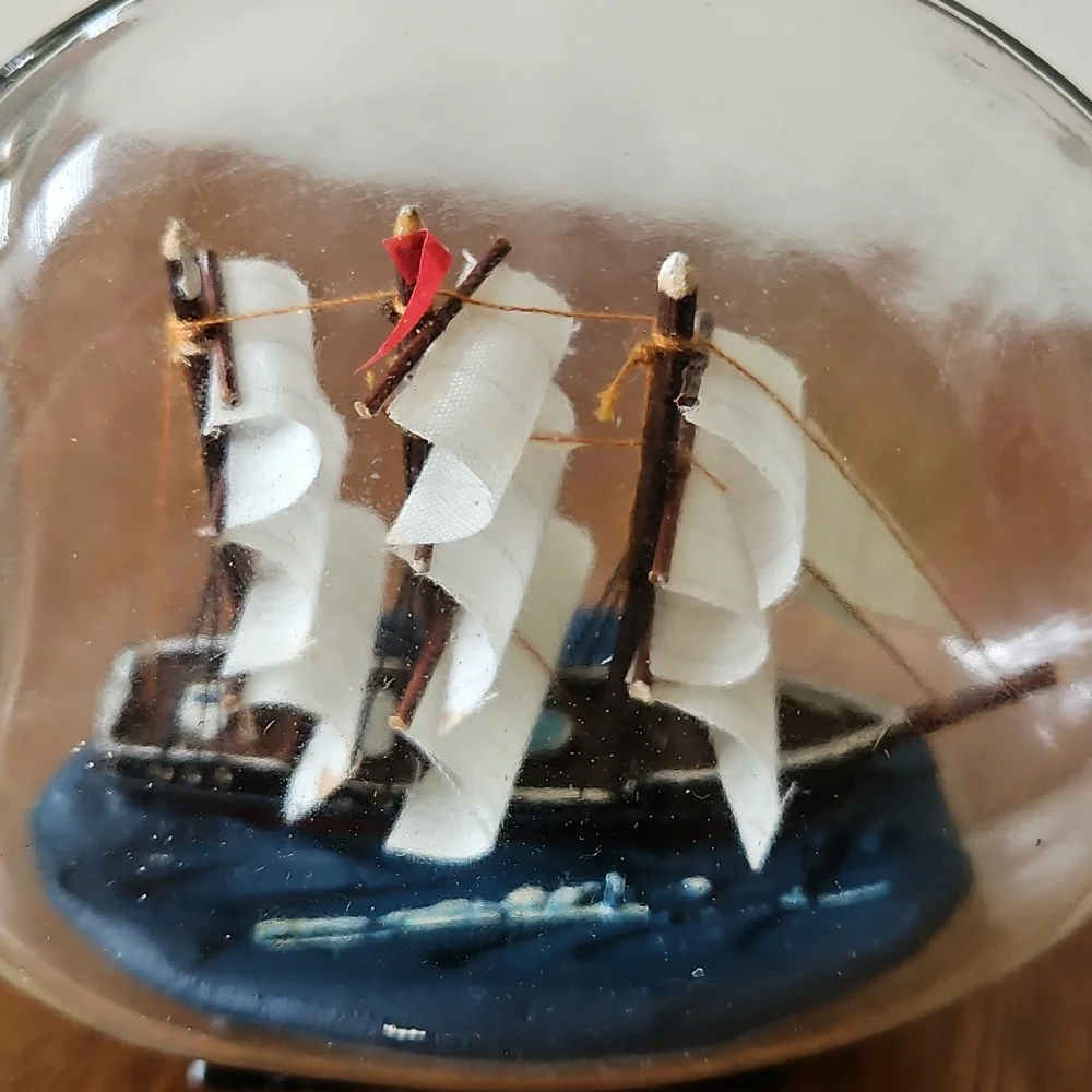 Vintage John Madison Three Mast Ship In A Bottle - Picture 9 of 12